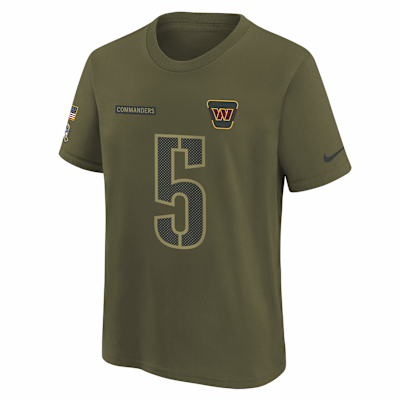 Playera Nike de la NFL para niños talla grande Jayden Daniels Washington Commanders Salute to Service