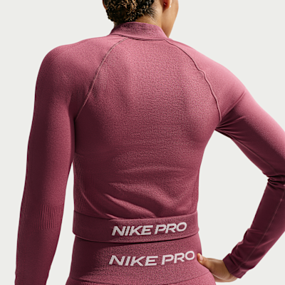 Nike Pro Seamless Dri-FIT Tam Boy Fermuarlı Kadın Üstü görsel 2