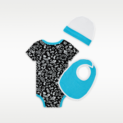 Nike 'Just Doodle It' 3-Piece Boxed Set driedelige rompertjesset voor baby's