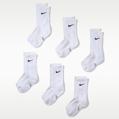 Nike Everyday Kids' Cushioned Crew Socks (6 Pairs) - White/Black