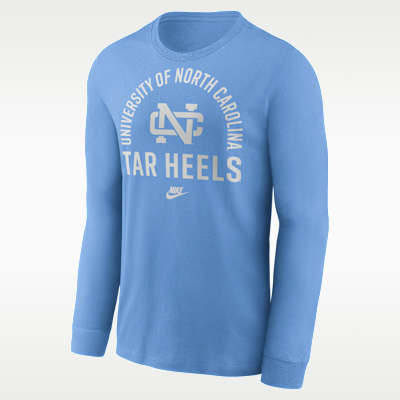 Playera de manga larga universitaria Nike para hombre North Carolina Legacy Arched Logo