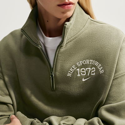 Nike Studio Fleece Orta Kalınlıkta Oversize Çeyrek Fermuarlı Crop Kadın Üstü görsel 3