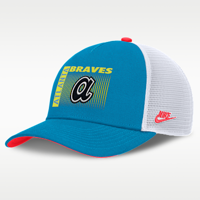 Atlanta Braves Neon 90s Rise Men's Nike Dri-FIT MLB Trucker Adjustable Hat