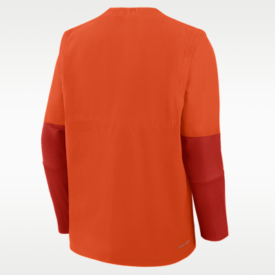 Playera rompevientos de manga larga universitaria Nike Dri-FIT de cierre de 1/4 para hombre Clemson Dugout