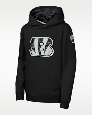 Детское худи Cincinnati Bengals Salute to Service Sideline Club Big Kids' Nike NFL Pullover Hoodie