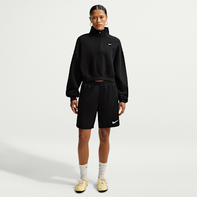 Nike Studio Fleece Orta Kalınlıkta Oversize Çeyrek Fermuarlı Crop Kadın Üstü görsel 4
