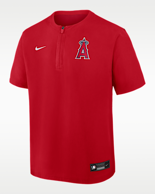 Мужские шорты Los Angeles Angels Authentic Collection Nike Dri-FIT MLB 1/4-Zip Short-Sleeve Windshirt
