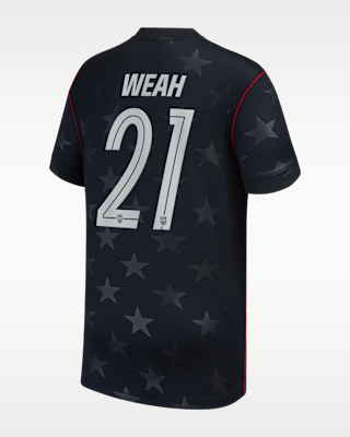 Детские джерси Timothy Weah USMNT 2026 Stadium Away Big Kids' Nike Dri-FIT Soccer Jersey