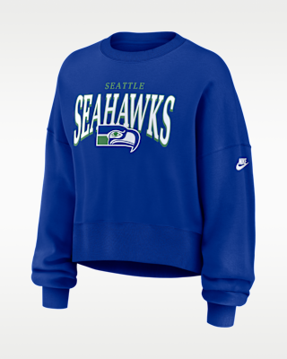 Женские Seattle Seahawks Rewind Phoenix Nike NFL Oversized Pullover Crew