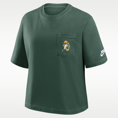 Green Bay Packers Rewind Pocket Boxy Women's Nike NFL T-Shirt