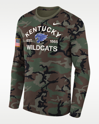 Мужская футболка Kentucky 2025 Military Appreciation Legend Nike Dri-FIT College Long-Sleeve