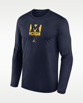 Мужская футболка Michigan Courtside Jordan Brand Dri-FIT College Long-Sleeve