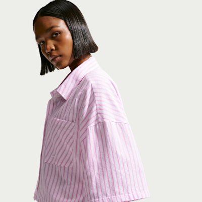Nike Sportswear Chill Poplin Oversize Çizgili Kadın Üstü görsel 3