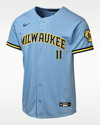 Детские джерси Jackson Chourio Milwaukee Brewers Big Kids' Nike MLB Stadium Home Jersey