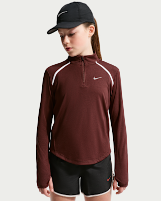 Детские Nike Tempo Big Kids' (Girls') Dri-FIT Long-Sleeve Half-Zip Top