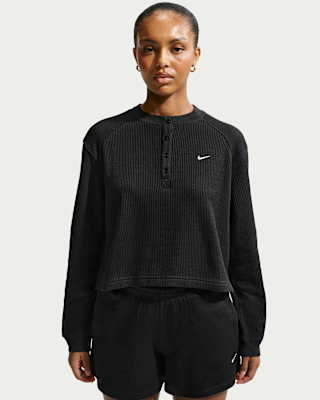 Женские  Nike Sportswear Chill Waffle Oversized Long-Sleeve Henley Top