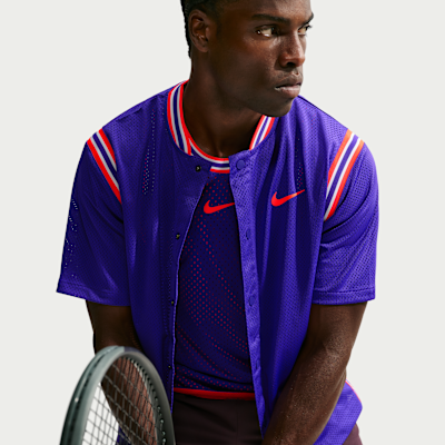 NikeCourt Slam Dri-FIT Düğmeli Erkek Tenis Üstü görsel 3