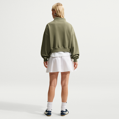 Nike Studio Fleece Orta Kalınlıkta Oversize Çeyrek Fermuarlı Crop Kadın Üstü görsel 5