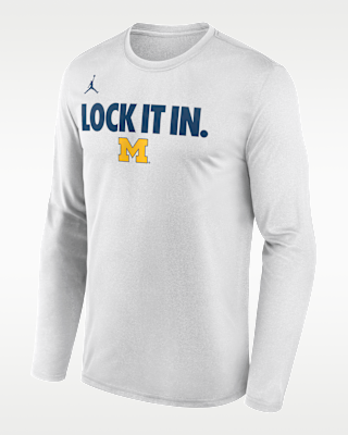 Мужская футболка Michigan 2026 On-Court Bench Nike Dri-FIT College Long-Sleeve