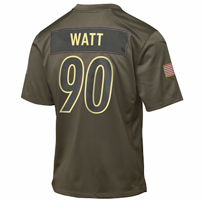 Jersey para niños talla grande Nike de la NFL Game de T.J. Watt de los Pittsburgh Steelers Salute to Service