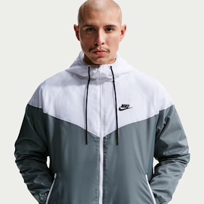 Nike Sportswear Windrunner Men's Hooded Jacket - Smoke Grey/White/Smoke Grey/Black - Size XS