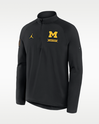 Мужские Michigan 2026 Military Appreciation Stride Jordan Brand Dri-FIT College 1/2-Zip Long-Sleeve Top