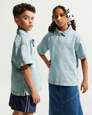 Детские шорты Nike Sportswear Collection Big Kids' Denim Short-Sleeve Polo