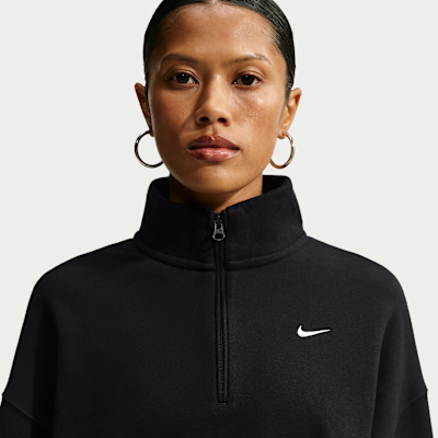 Nike Studio Fleece Orta Kalınlıkta Oversize Çeyrek Fermuarlı Crop Kadın Üstü görsel 6