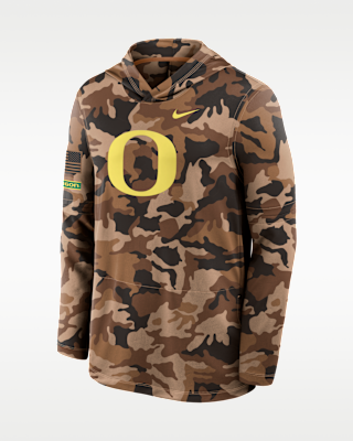 Мужские  Oregon Military Appreciation Nike Dri-FIT College Long-Sleeve Hooded Top