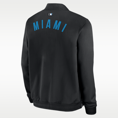 Miami Marlins Authentic Collection Dugout Men's Nike MLB Full-Zip Bomber Jacket