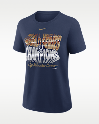 Женская футболка Milwaukee Brewers 2026 World Series Champions Swoosh Nike MLB