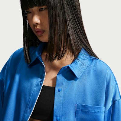 Nike Sportswear Oversize Saten Uzun Kollu Kadın Üstü görsel 3