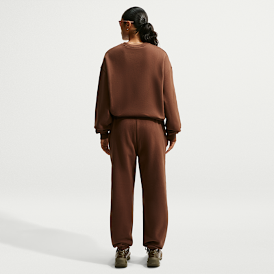 Nike Studio Fleece Orta Kalınlıkta Yüksek Belli Oversize Dar Paça Kadın Eşofman Altı görsel 5