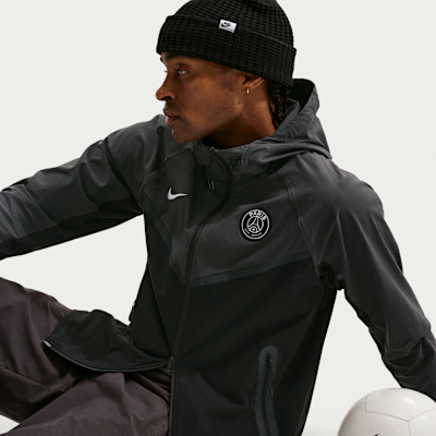 Nike Paris Saint-Germain Tech Windrunner Nike Tam Boy Fermuarlı Dokuma Erkek Futbol Ceketi