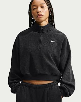 Женские  Nike Studio Fleece Plush Oversized 1/4-Zip Cropped Top