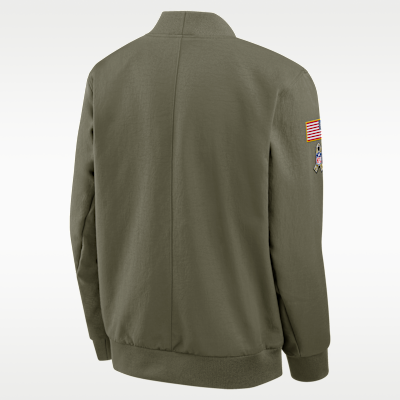 Chamarra bomber Nike de la NFL de cierre completo para hombre Kansas City Chiefs Salute to Service Sideline