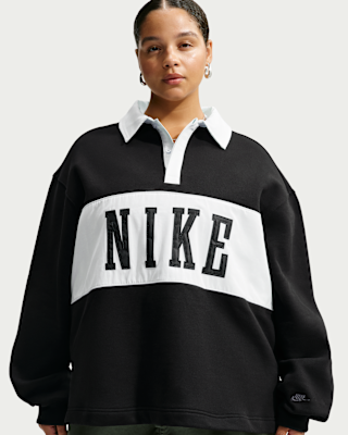 Женский свитшот Nike Studio Fleece Medium Weight Oversized Rugby (Plus Size)