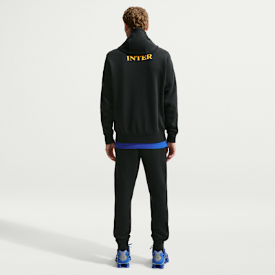 Nike Inter Milan City Side Nike Tam Boy Fermuarlı Erkek Fleece Futbol Kapüşonlu Sweatshirt görsel 5