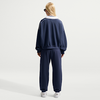 Nike Studio Fleece Orta Kalınlıkta Yüksek Belli Oversize Dar Paça Kadın Eşofman Altı görsel 5