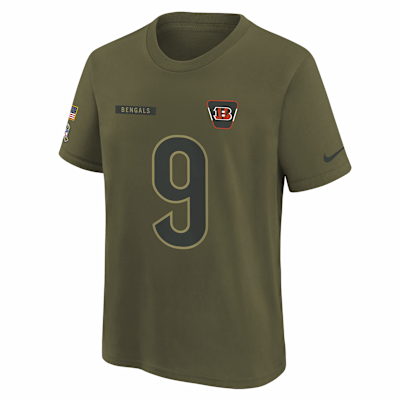 Playera Nike de la NFL para niños talla grande Joe Burrow Cincinnati Bengals Salute to Service