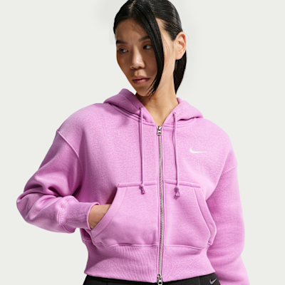 나이키 스포츠웨어 피닉스 플리스 여성 루즈 풀집 크롭 후디