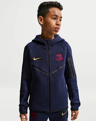 Детское худи FC Barcelona Tech Fleece Big Kids' (Boys') Nike Soccer Full-Zip Hoodie