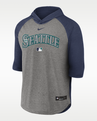 Мужская футболка Seattle Mariners Authentic Collection Flux Nike Dri-FIT MLB 3/4-Sleeve Hooded