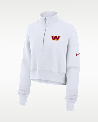 Женские Washington Commanders Primetime Phoenix Nike NFL Oversized Cropped 1/4-Zip Crew