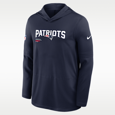 New England Patriots Pure Fury Sideline Men's Nike Dri-FIT NFL Long-Sleeve Hooded Top