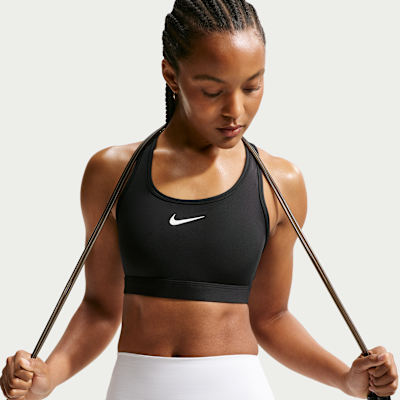 Спортивное бра Swoosh, уплотнённая чашка, средняя поддержка — Nike