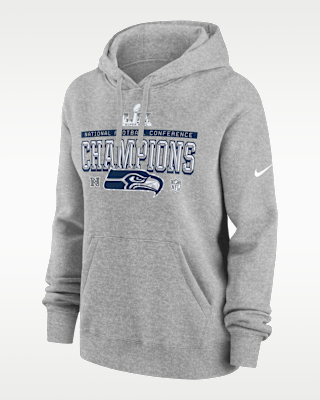Женское худи Seattle Seahawks 2026 NFC Champions Trophy Collection Club Nike NFL Pullover Hoodie