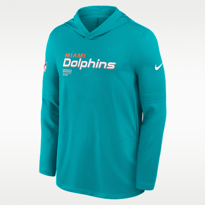 Miami Dolphins Pure Fury Sideline Men's Nike Dri-FIT NFL Long-Sleeve Hooded Top