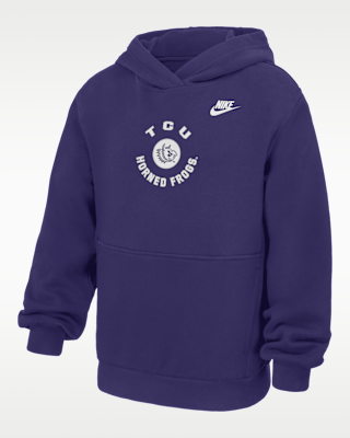 Детское худи TCU Horned Frogs Club Big Kids' Nike Pullover Fleece Hoodie