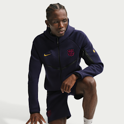 Nike FC Barcelona Tech Fleece Windrunner Nike Tam Boy Fermuarlı Erkek Kapüşonlu Futbol Üstü görsel 3